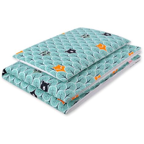 Biancheria da letto per bambini in cotone double-face, 2 pezzi - foresta di menta