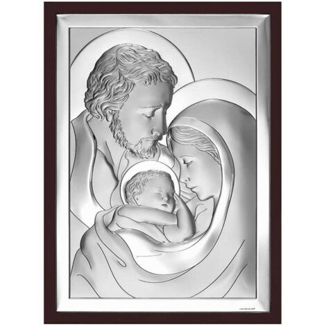 QUADRO IN ARGENTO SACRA FAMIGLIA RICORDO DI NOZZE, BATTESIMO, COMUNIONE 6649WM 9 x 13 cm