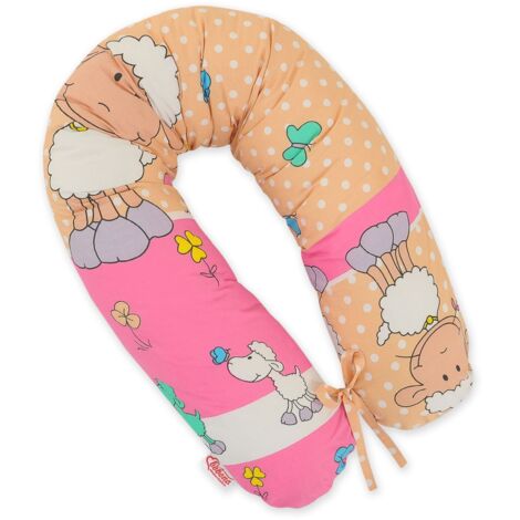 Cuscino per la gravidanza più lungo per le donne incinte che vogliono dormire + fodera sfoderabile - Beige Sheep