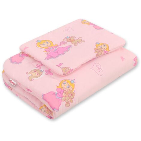Set biancheria da letto per neonato con imbottitura, 2 pezzi, 75x100cm, principesse rosa
