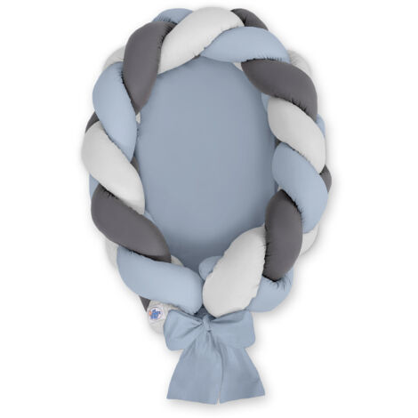 Coccolone per neonati intrecciato 2 in 1 - blu sporco-grigio-antracite