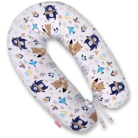 Cuscino per la gravidanza più lungo per le donne incinte + fodera rimovibile - Orsetti blu navy
