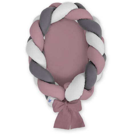 Coccolone per neonati intrecciato 2 in 1 - rosa-grigio-antracite retrò