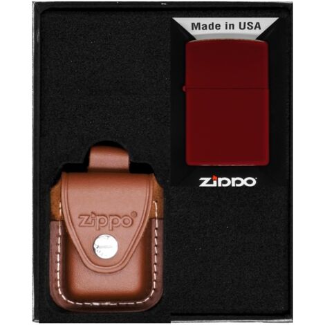 Custodia Zippo Pelle Nera Cuoio + Passante - Porta Accendino