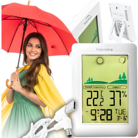 Stazione meteorologica wireless, termometro, previsioni del tempo, sveglia, orologio meteo