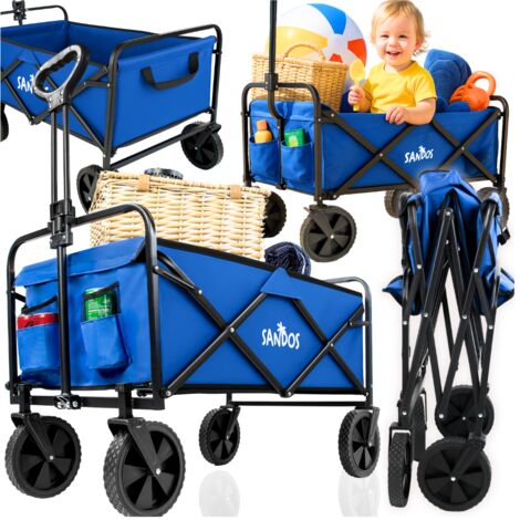 Carrello da spiaggia blu sole pieghevole per campeggio turistico da spiaggia 100 kg