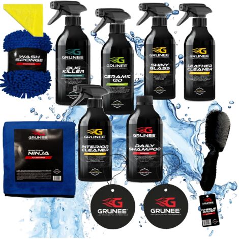 GRANDE SET PER LAVAGGIO E CURA DELL'AUTO VETRO LIQUIDO + ASCIUGAMANO DA 1200 g + OMAGGI (1/5)