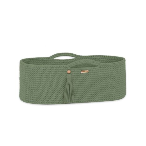 Cesta portaoggetti in cotone BOHO fatta a mano con materasso - Salvia