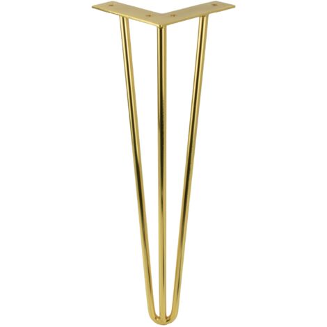 Gamba per mobile a forcina, oro lucido, altezza 41 cm, per tavolo, 3 aste, 10 mm