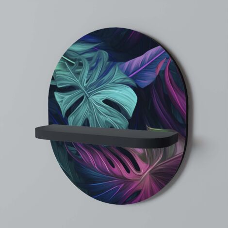 Mensola ovale PSYCHODELIC MONSTERA nera (1/5)