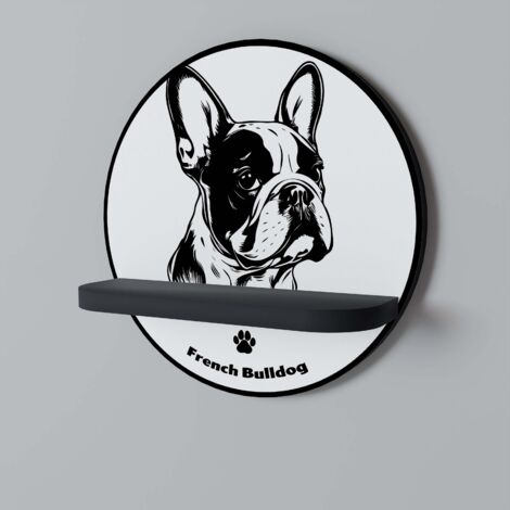 Mensola rotonda FRENCH BULLDOG nera (1/5)