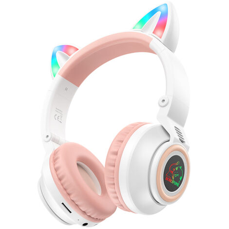 Cuffie auricolari Bluetooth con microfono Borofone BO18 Cat Ear, bianche (1/5)