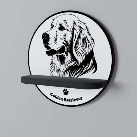 Mensola rotonda GOLDEN RETRIEVER nera (1/5)