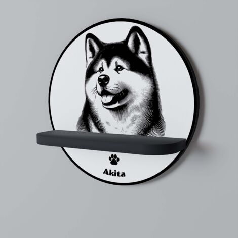 Mensola rotonda AKITA DOG nera (1/5)