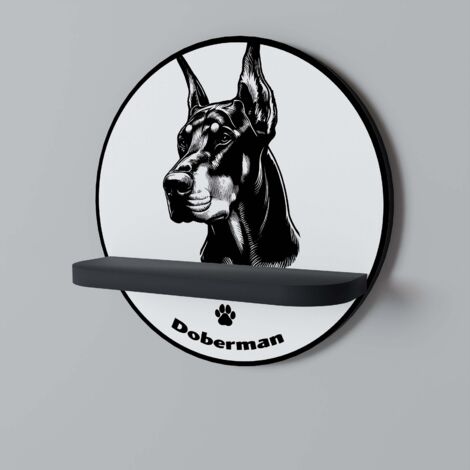 Mensola rotonda DOBERMAN DOG nera (1/5)