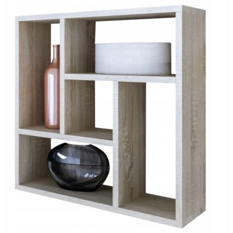 Libreria Molly, rovere Sonoma, mensola sospesa per soggiorno, ufficio, studio MK (1/3)