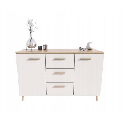 Cassettiera BIANCA 3 Cassettiera Grande e Spaziosa MALMO 150cm Stile Scandinavo (1/5)