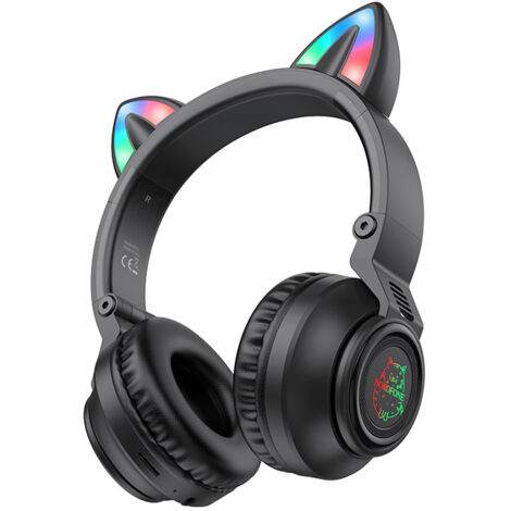 Cuffie auricolari Bluetooth over-ear con microfono Borofone BO18 Cat Ear, nere (1/5)