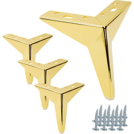 Set di 4 gambe per mobili Star oro cromato altezza 13 cm