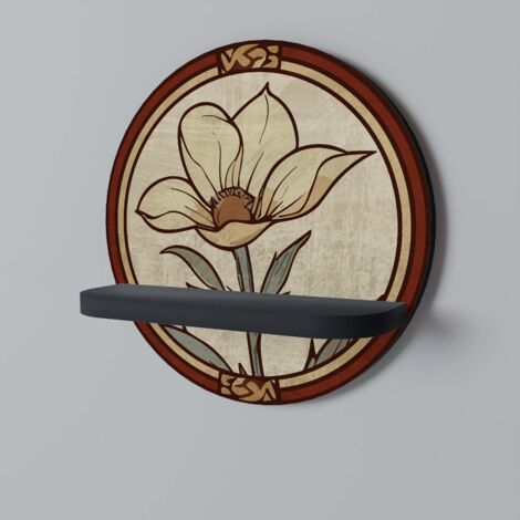 Mensola rotonda TIMELESS FLORA nera (1/5)