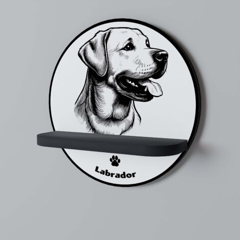 Mensola rotonda LABRADOR DOG nera (1/5)