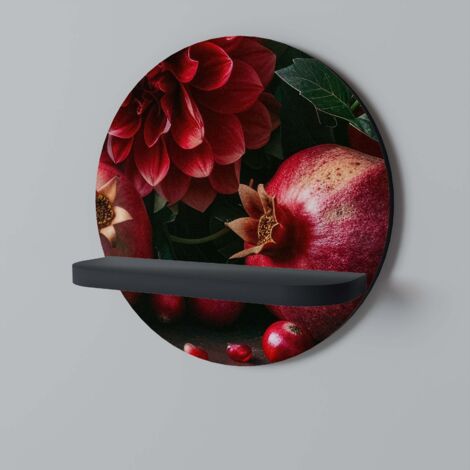 Mensola rotonda DAHLIAS AND POMEGRANATES nera (1/5)