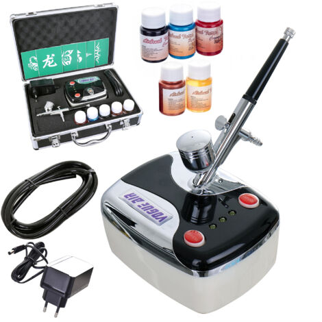 COMPRESSORE PER MODELLAZIONE SET AEROGRAFO VALIGETTA VERNICI STENCIL TUBO FLESSIBILE (1/5)
