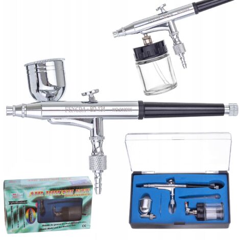 AEROGRAFO PROFESSIONALE FENGDA 0,3 MM 2 SERBATOI LATERALI DOPPIA AZIONE (1/5)