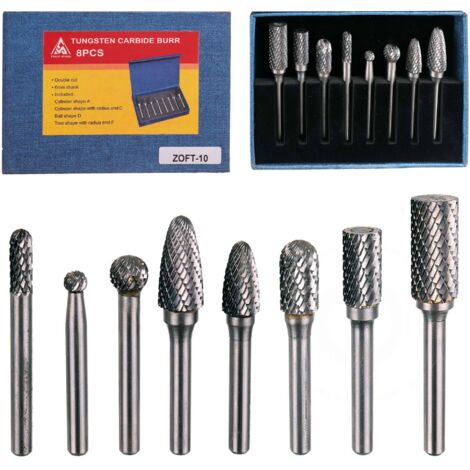 SET DI 8 FRESE IN CARBURO PER METALLO, GAMBO DA 6 MM, SALDATURA, CORROSIONE (1/5)