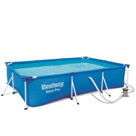 Bestway – Piscina fuori terra rettangolare 300x201x66 cm – Struttura in metallo resistente alla ruggine – Tessuto TriTech a 3 strati – Predisposta per pompa filtro da 32 mm (1/10)