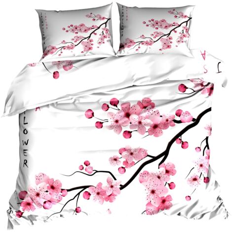 Biancheria da letto in raso di cotone 3D 140x200cm FIORE DI CILIEGIO (1/2)