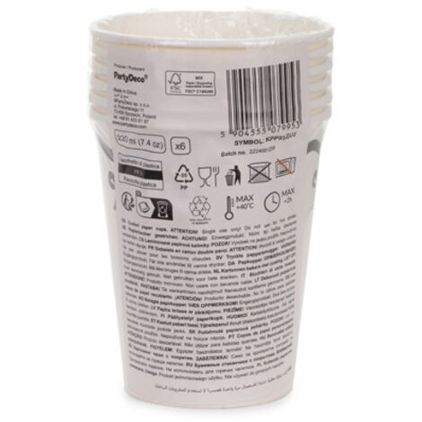 Bicchieri di carta con fiocchi - crema e nero, 220 ml, 6 pezzi