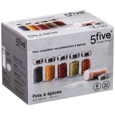Speziari stoccaggio di spezie perfetto, barattoli di spezie di vetro da 80 ml con finestra di visualizzazione spezie ed erbe nete (argento) | Leroy Merlin