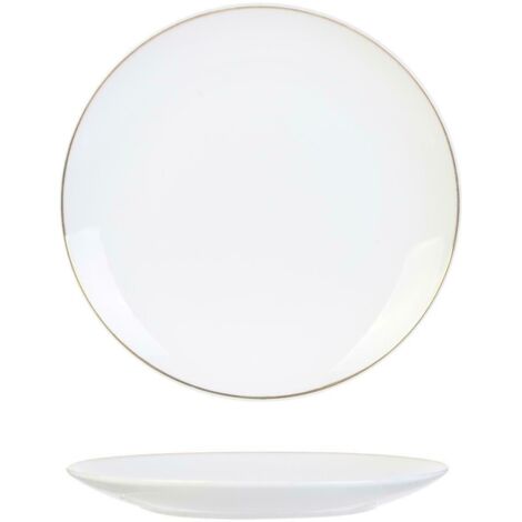 PIATTO PIANO BIANCO PERLA ORO 20 cm STRISCIA ORO
