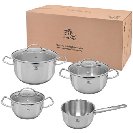 Shiori 撓 Steel Series Pro 316 set di pentole a induzione 7 pezzi