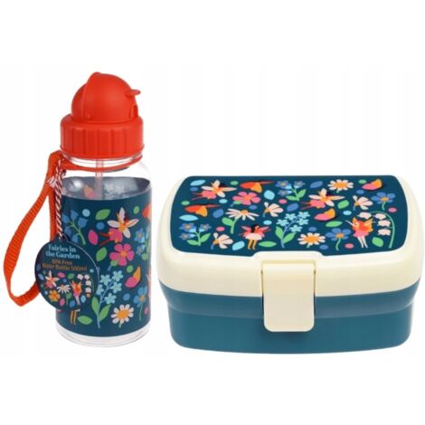Rex London Borraccia In Plastica 600 Ml Senza BPA, Motivo Colombe Folk, Maniglia Integrata E Coperchio Ermetico