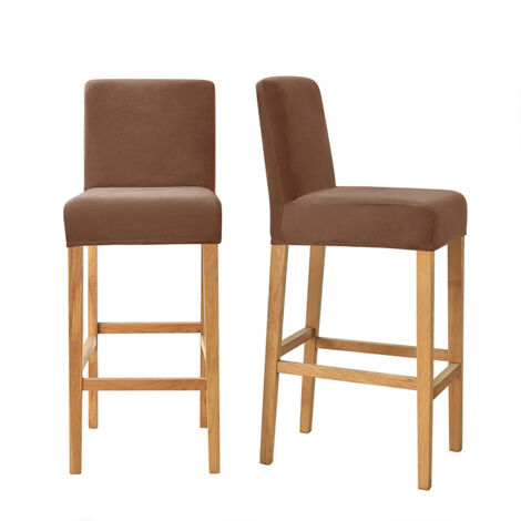 HOME DELUXE - Sgabello da bar velluto CELDA Colore: Marrone chiaro, Quantità: 1