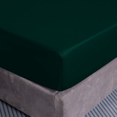 LENZUOLO CON ANGOLI IN COTONE 90x200+25 VERDE BOTTIGLIA