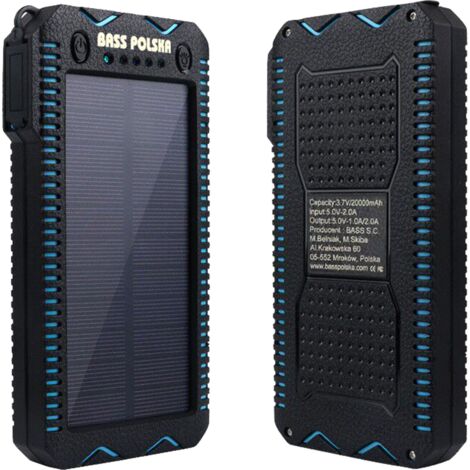 Power Bank solare con accendino e torcia a LED, 10000 mAh