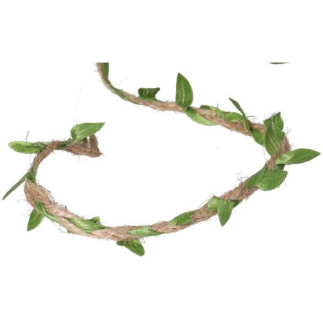 Spago Di Iuta Naturale Con Foglie Verdi Artificiali | 5 Metri, Morbido E Resistente | Corda Decorativa Con Foglie In Poliestere | Per Matrimoni, Feste, Regali, Artigianato E Giardino - 3