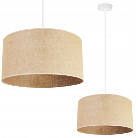 Lampadario Sospensione Lux.pro Loughborough – Doppio Cilindro In Tessuto Beige/giallo, E27 Max 20W, Altezza 70 Cm, Paralume 30 Cm