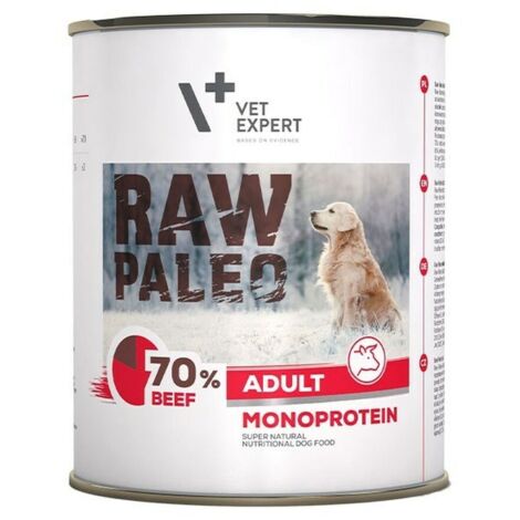 VetExpert Cibo umido per cani adulti a base di manzo crudo paleo, confezione da 6 lattine da 800 g (1/3)