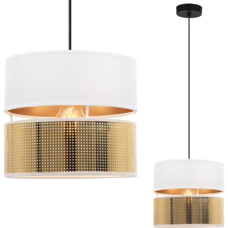 LAMPADA A SOSPENSIONE ASTI DUO NERO 1 PARALUME BIANCO ORO PIATTO TS 20CM