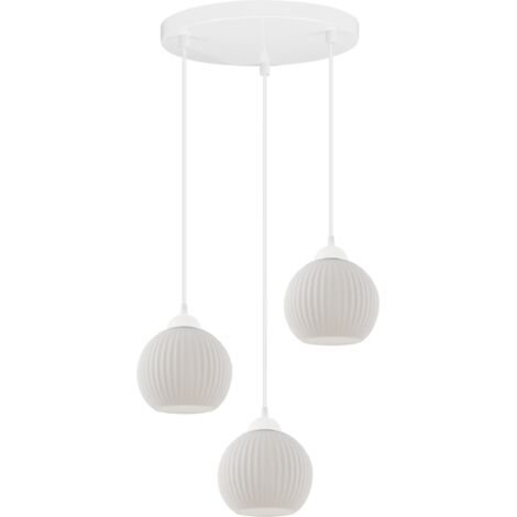 LAMPADA A SOSPENSIONE RIFFLE WHITE 3 SFERE PIATTE BIANCHE E27