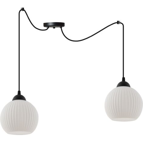 LAMPADA A SOSPENSIONE SPIDER RIFFLE NERO 2 PARALUME BIANCO PIATTO SFERA E27