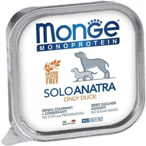 Monge Dog Monoprotein Adult Solo Anatra  - Monge Dog Monoprotein Adult Solo Anatra - Vaschetta Da 150 Gr