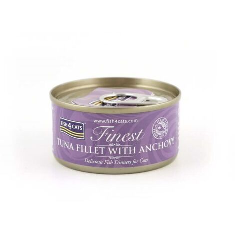 Fish4Cats - Tonno con acciughe - Cibo umido per gatti 70 g (1/2)