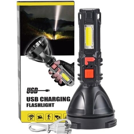RECHOO Torcia elettrica ricaricabile USB doppio interruttore S3000L LED torcia tattica ad alto lume super luminosa 5 modalità zoomabile impermeabile torcia per campeggio, emergenza (batteria inclusa