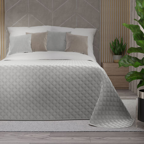 Copriletto decorativo VELVI - motivo geometrico grigio - 170x210cm