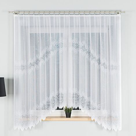 VIOLETTA - Tenda jacquard pronta all'uso con taglio in basso - 300x180 cm - bianco